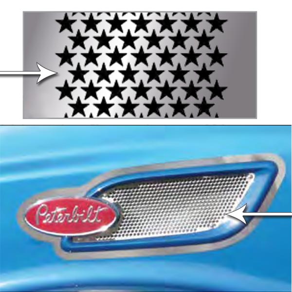 Peterbilt 386 Stainless Steel Intake Screen, Stars