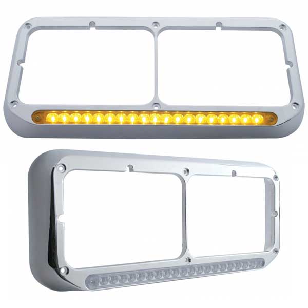 Rectangular Dual Headlight Bezel with 19 LED Lights
