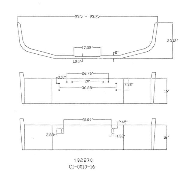 Freightliner FLD 120 16" Set Back Chrome Bumper