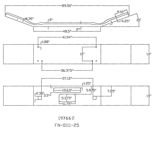 Kenworth T800B 14" Open End Chrome Bumper