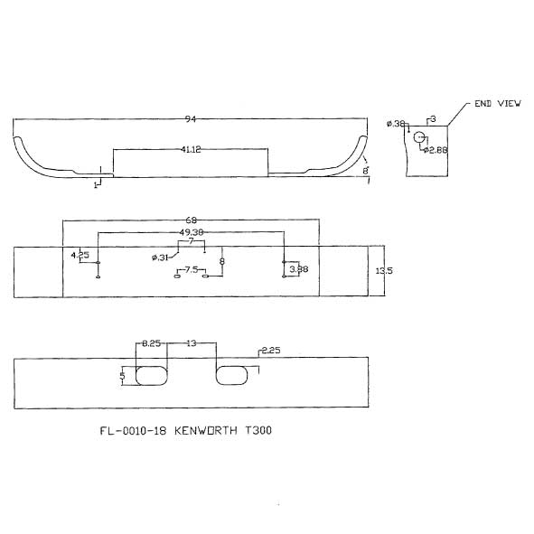Kenworth T300 13-Inch Set Forward Chrome Bumper