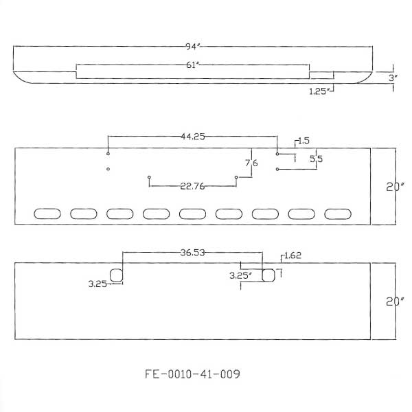 Kenworth W900B, W900L 20-Inch Texas Square Bumper