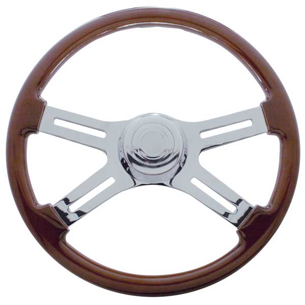 INTL 4 Spoke Wood Steering Wheel Cutout Spoke 18"