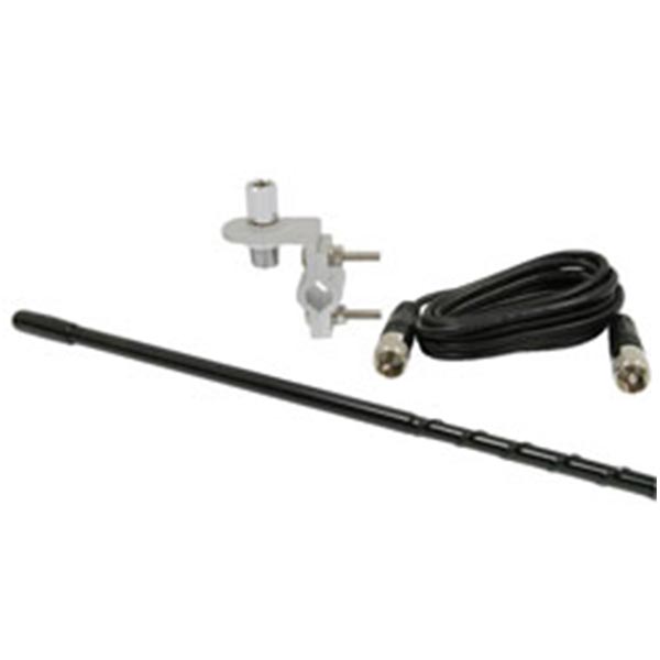 4' Black Fiberglass Mirror Mount Antenna Kit