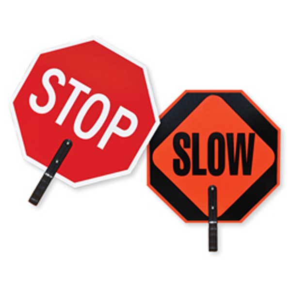 Double Sided Stop/Slow Traffic Paddle Sign