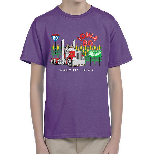 Iowa 80 Truck Crossing Purple Kids T-shirt