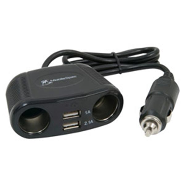 12-Volt 2-Way Splitter with 2 USB Ports