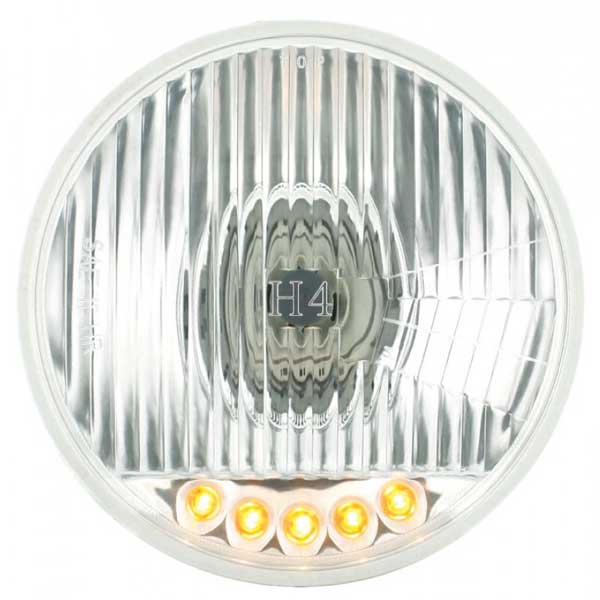 5-3/4" Round Headlamp with H4 Bulb and 5 Amber LED