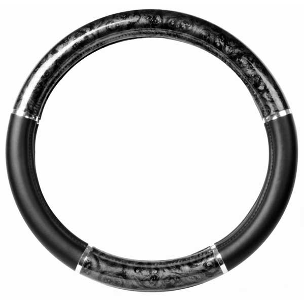 Black Wood Grain Steering Wheel Cover 18"