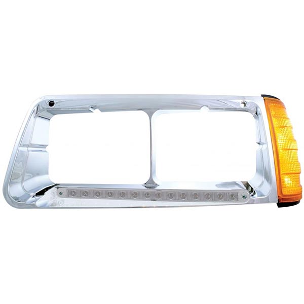 Freightliner FLD 14 Amber/Clear LED Headlight Bezel with Turn Signal