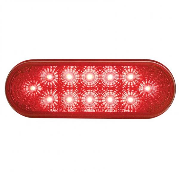 6" Red 12 LED S/T/T Reflector Oval Light