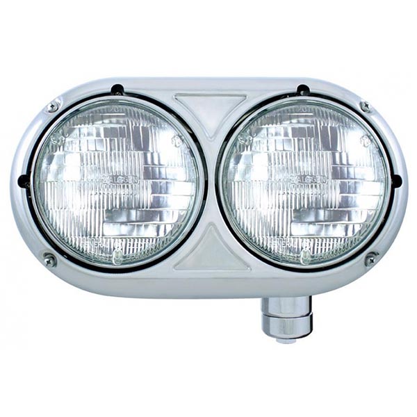 Peterbilt 359 Stainless Steel Dual Headlight with Halogen H4 Bulb