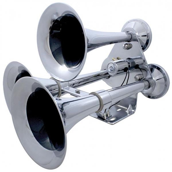 Chrome 3 Trumpet Train Horn with Support Bracket