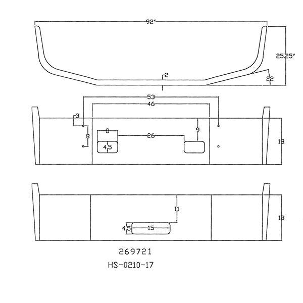 Peterbilt 387, 06+ 18" Set Back Chrome Bumper