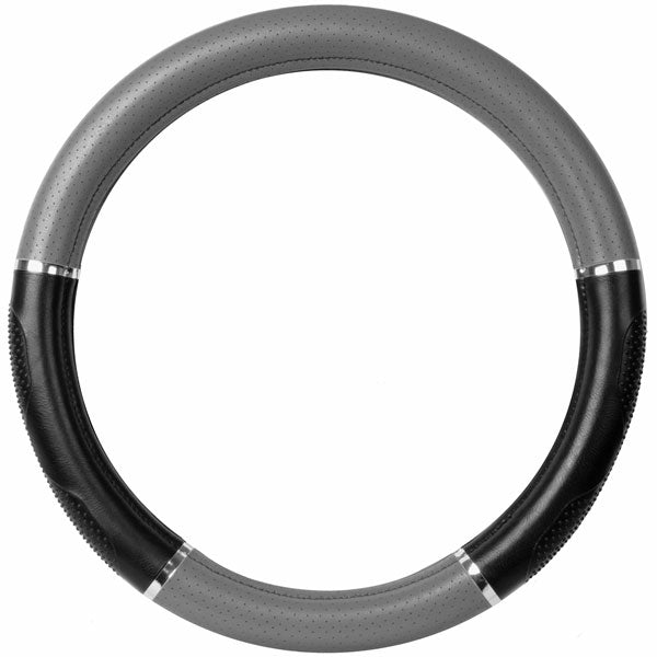 Black and Gray Steering Wheel Cover Hand Grips 18"
