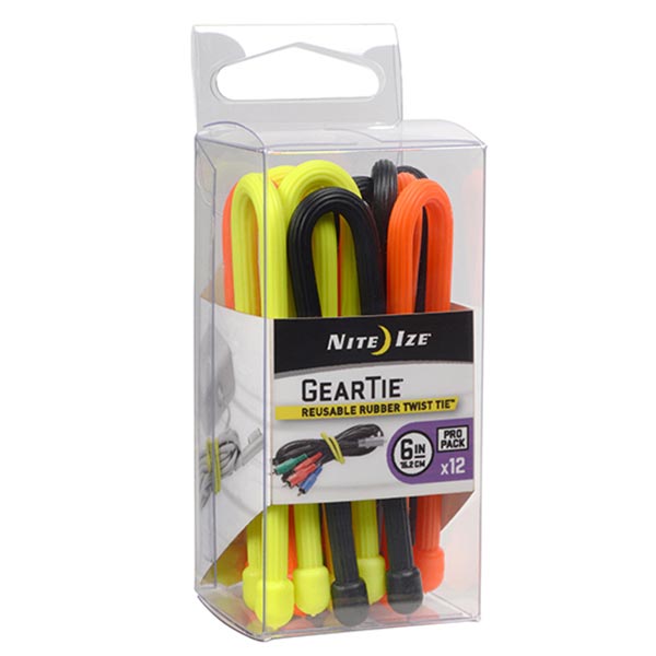 6" GearTie ProPack Reusable Twist Ties 12PK