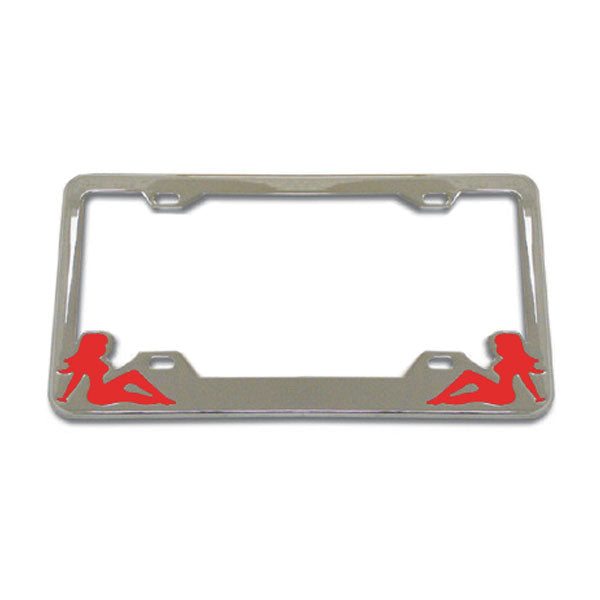 Chrome Sitting Ladies License Plate Frame