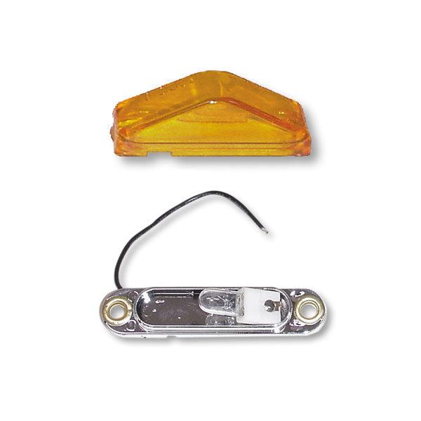 AMBER TRIANGLE MARKER LIGHT WITH CHROME BASE