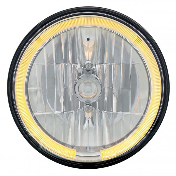 7" Crystal Headlight with Amber LED Halo Ring