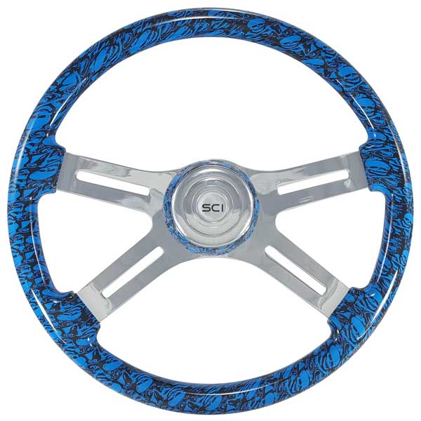 18" Small Skull Print 4 Spoke Steering Wheel