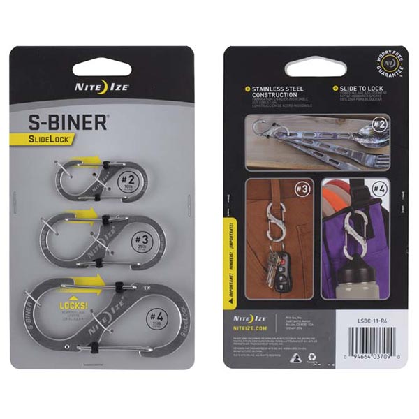 Stainless Steel S-Biner SlideLocks 3PK