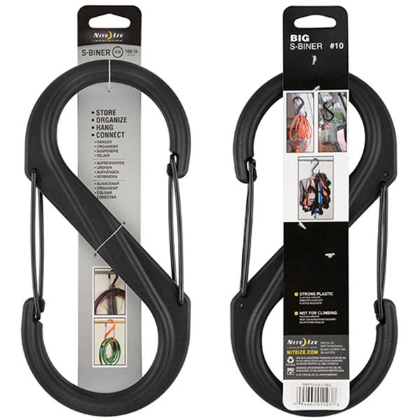10" Black Plastic S-Biner