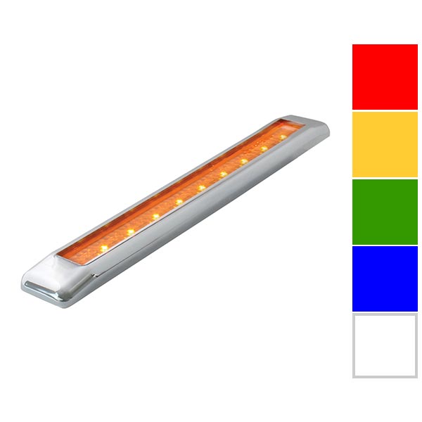 8.25-Inch 9 LED Thin Marker Light Bar with Chrome Bezel