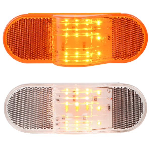 6-3/8" Amber 12 LED Oval Side Marker with Reflector