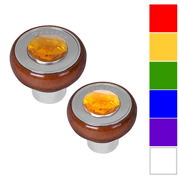 Large Wood Tractor/Trailer Air Valve Knobs with Jewel, Thread On