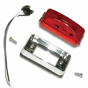 RECTANGULAR RED LED LIGHT WITH CHROME BEZEL