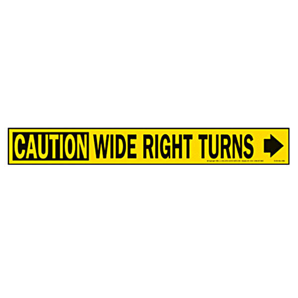 2" x 17" Caution Wide Right Turns Decal