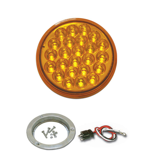 4" Round Pearl LED Light with Stainless Steel Flange & Pigtail