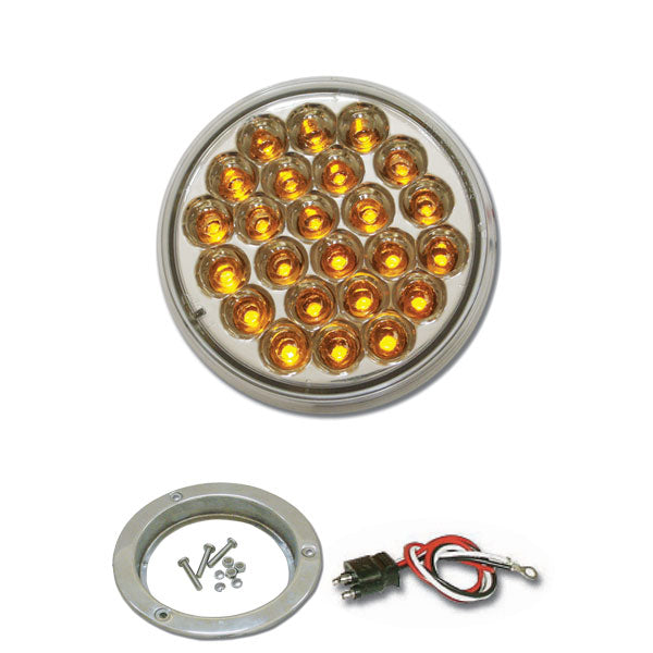 4" Round Pearl LED Light with Stainless Steel Flange & Pigtail