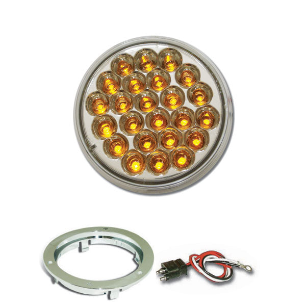 4" Round Pearl LED Light with Chrome Bezel & Pigtail