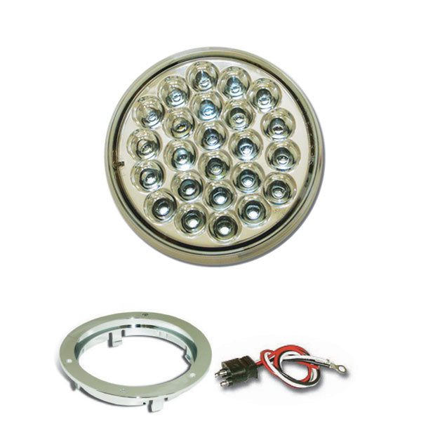 4" Round Pearl LED Light with Chrome Bezel & Pigtail