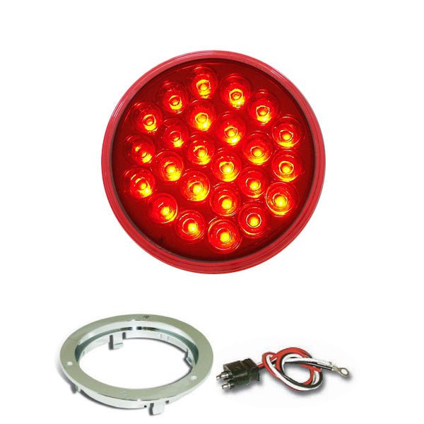 4" Round Pearl LED Light with Chrome Bezel & Pigtail