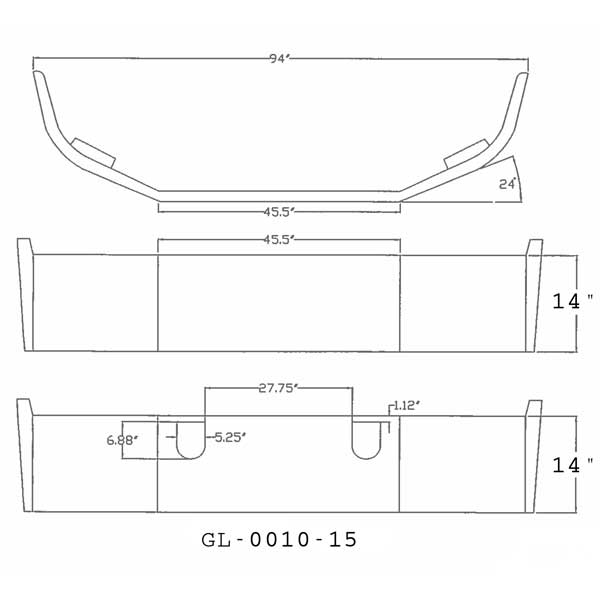 Set Back Axle 14" Chrome Bumper for Mack CH 613
