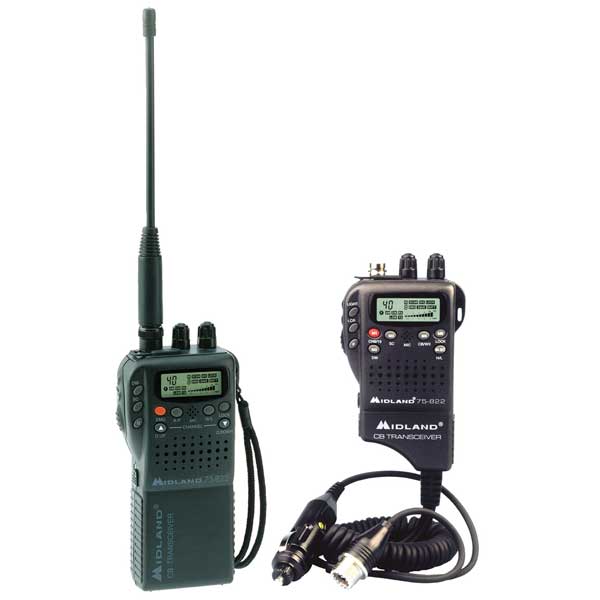 Handheld CB Radio and 12-Volt Antenna Adapter