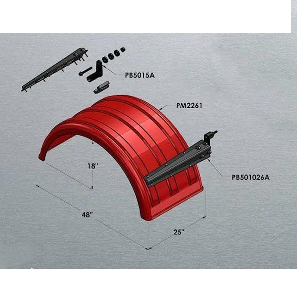 48" Poly TT Twin MIN2260 White Poly Single Axle Fender