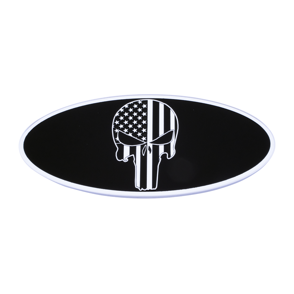 Peterbilt Skull with Flag Stripes Emblem