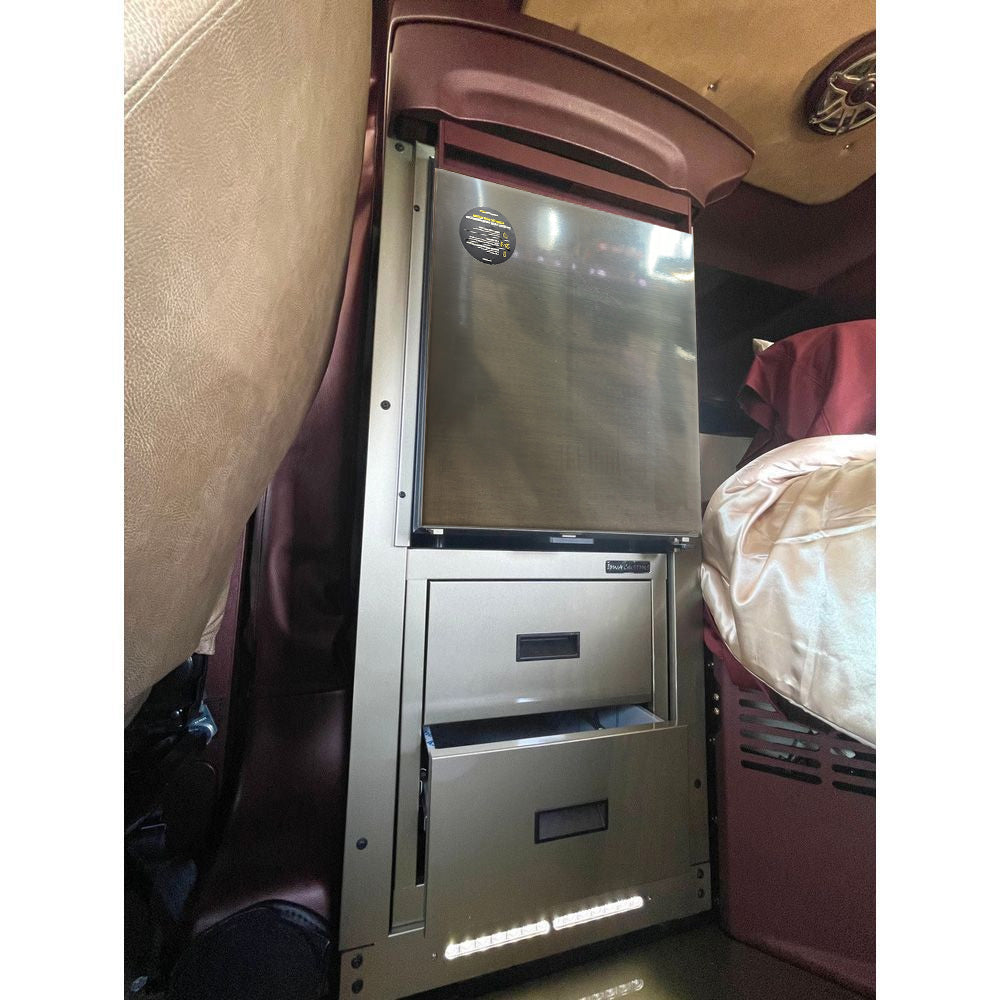 Peterbilt 589 Stainless Refrigerator Kit with Drawers - Passenger Side