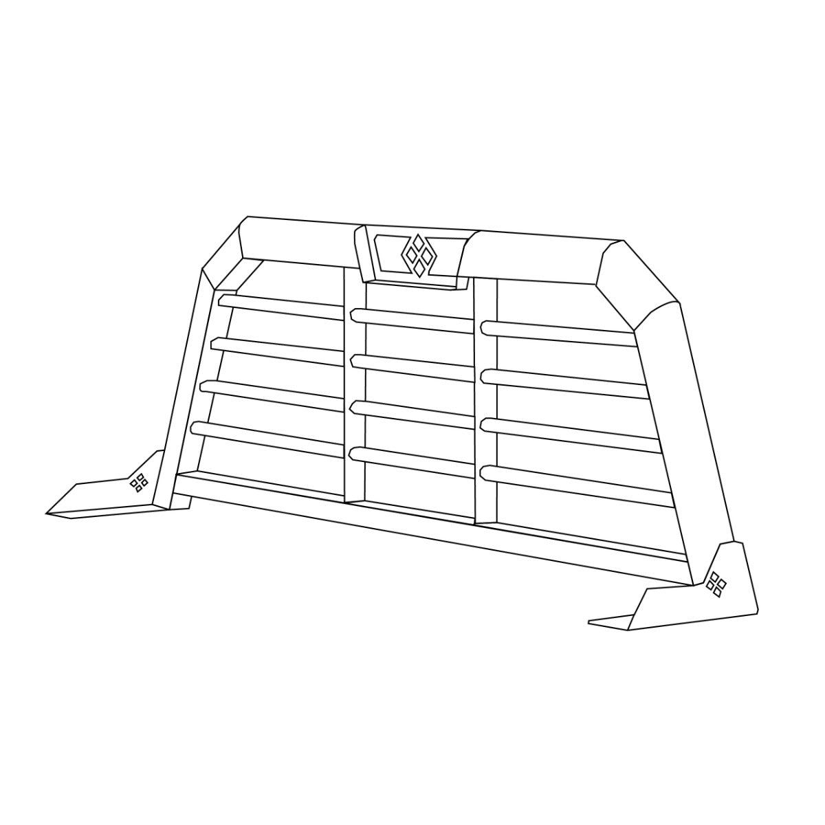 25X73 White Merritt Cab High Pick-Up Horizontal Bar Headache Rack "“ Ford SD