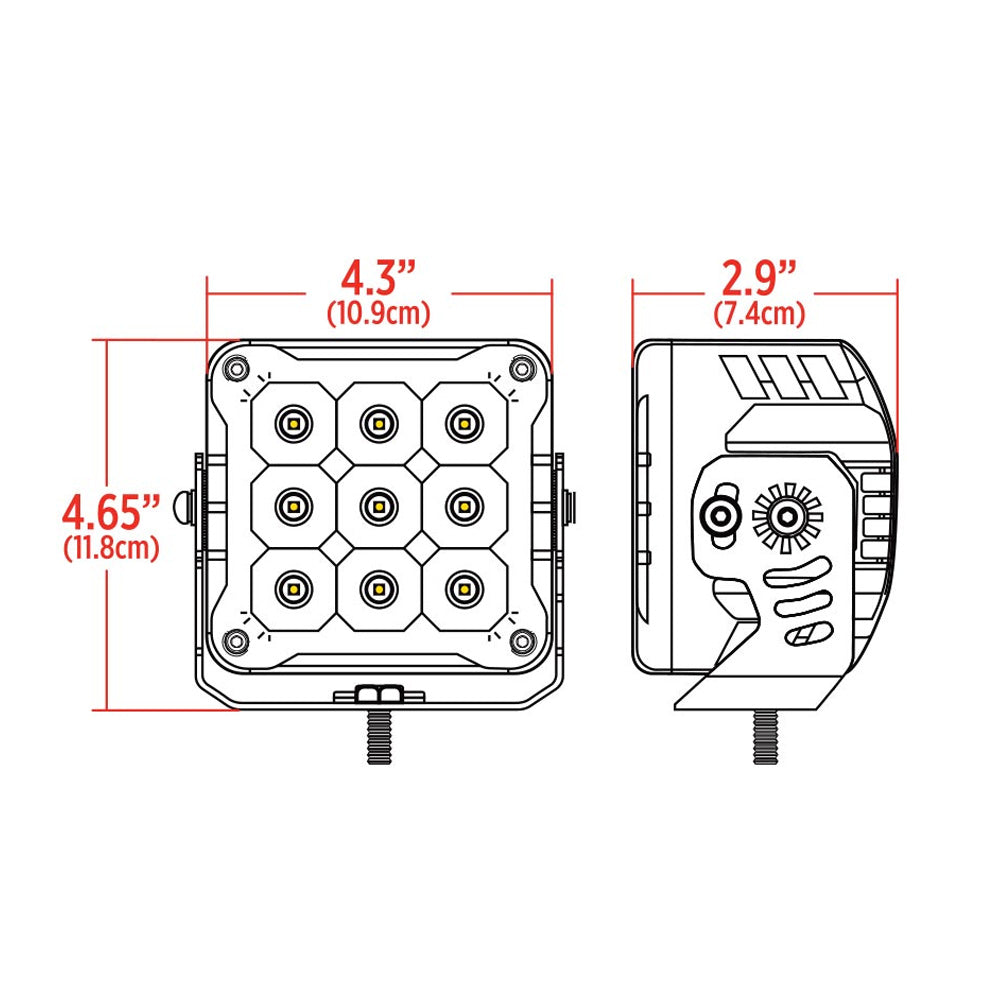 4.3" High-Power Series Square LED Work Light