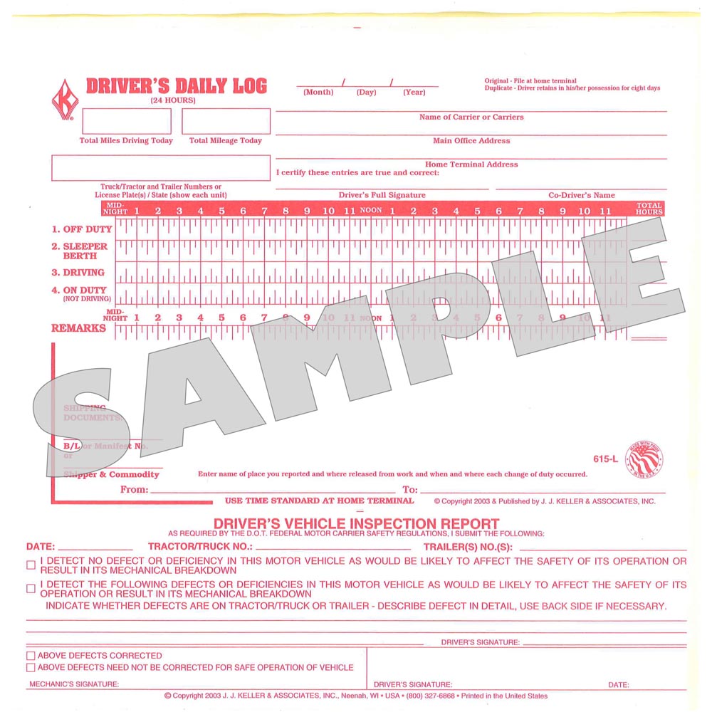 2-in-1 Driver's Daily Log Book Carbon Copy