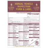 Annual Vehicle Inspection Form & Label Carbon Copy