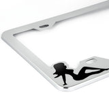 Chrome Sitting Ladies License Plate Frame