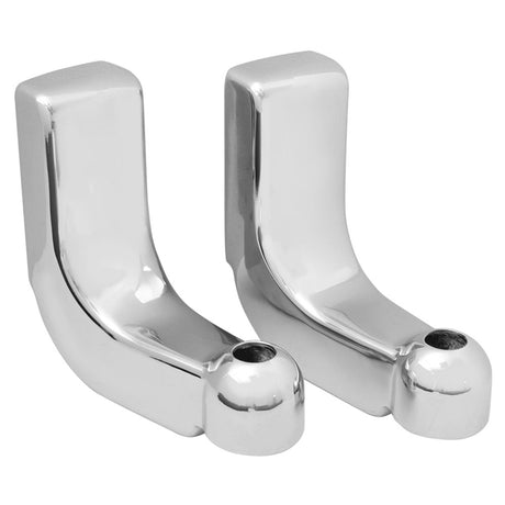 Peterbilt chrome L shape headlight brackets, close-up