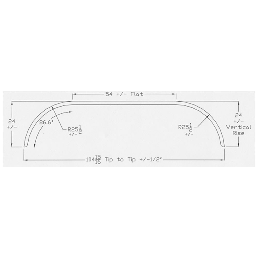 105" Diamond Plate Full Tandem Double Radius Fender