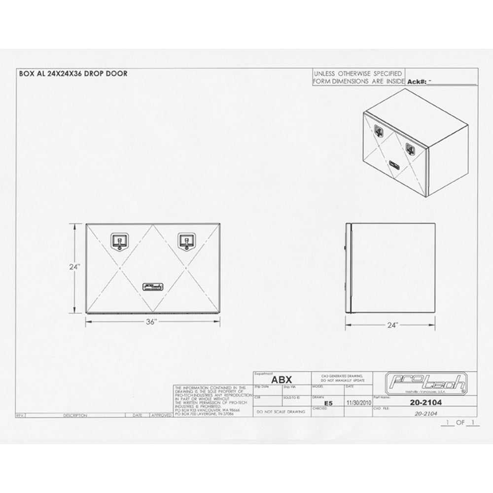 36"L x 24"H x 24"D Aluminum Box with Single Door