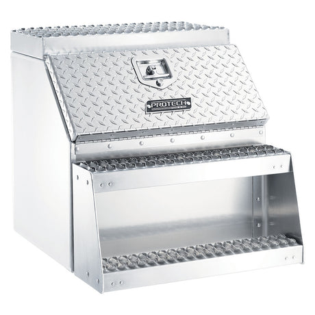 24" Diamond plate aluminum step tool box